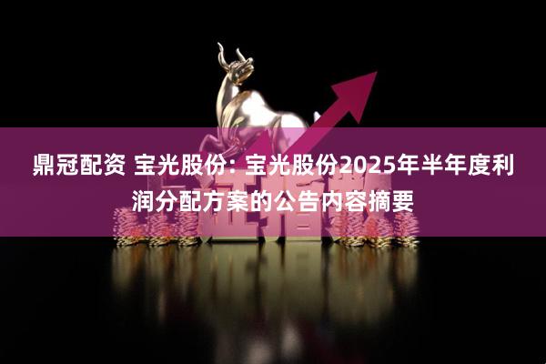 鼎冠配资 宝光股份: 宝光股份2025年半年度利润分配方案的公告内容摘要